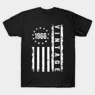 58 Years Old Gifts Vintage 1966 American Flag 58th Birthday T-Shirt